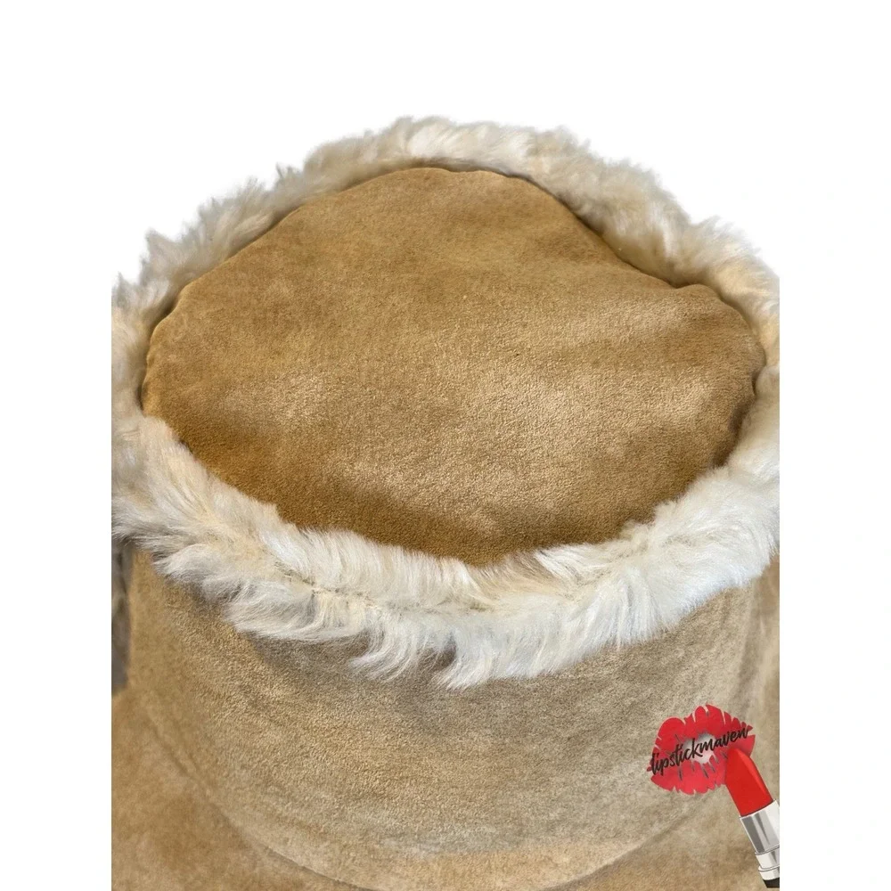 Wilsons Leather‎ Bucket Hat Cap S/M Tan Sherpa Lined Suede Leather